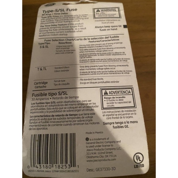 GE 30 Amp Time Delay Type S/SL Fuse - Picture 2 of 2